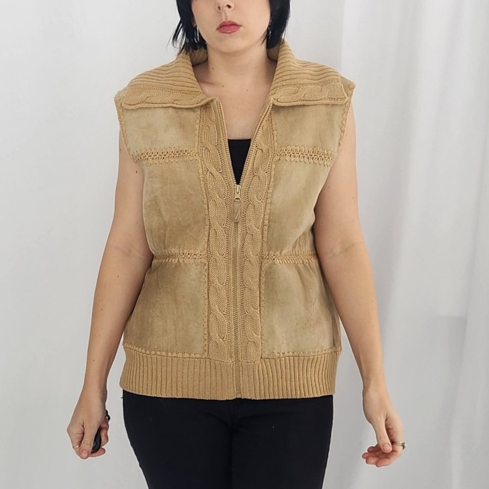 Tan Suede and Knit Vest